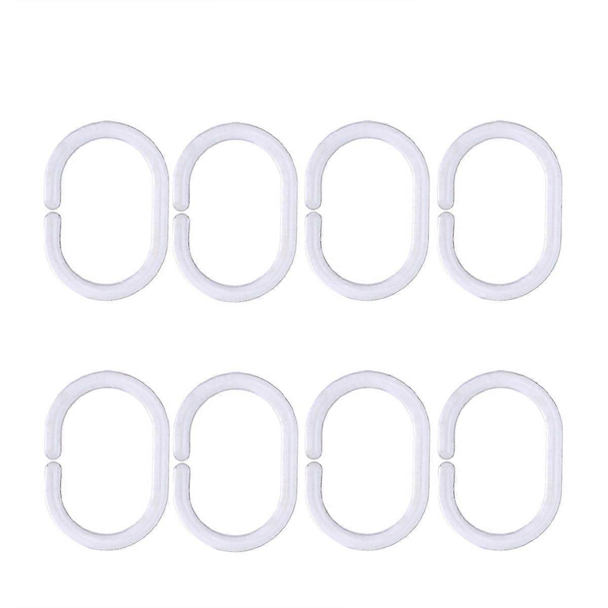 24pcs Clear Plastic Shower Curtain Rings C Shape Hooks