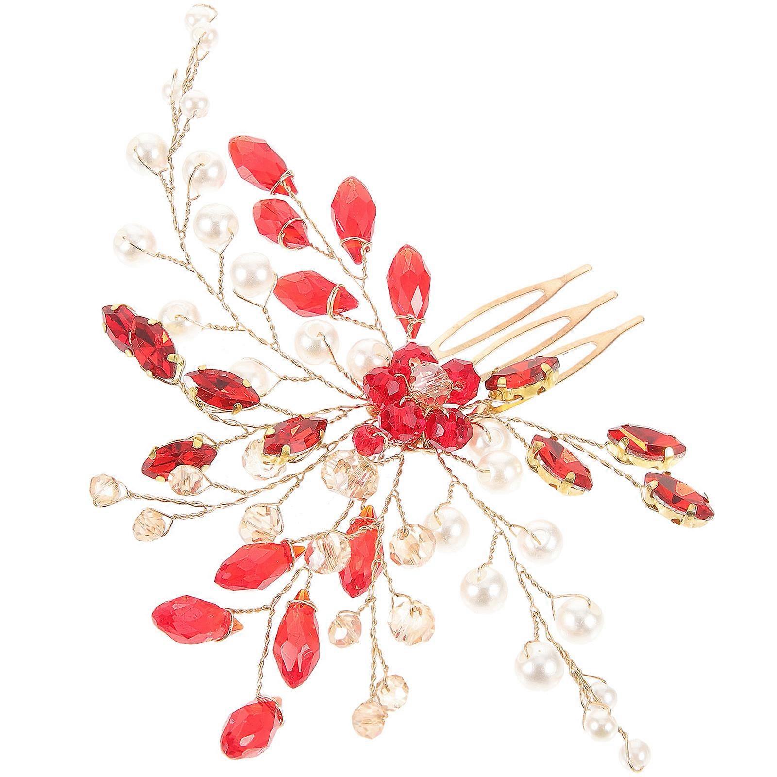 Pente de cabelo com strass e pérolas para decoração (1 peça)