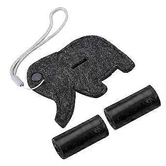 Portable Dog Poop Bag Holder Dispenser, Cartoon Elephant Shape, Felt Cloth Leash Attachment for Pet Waste Bags