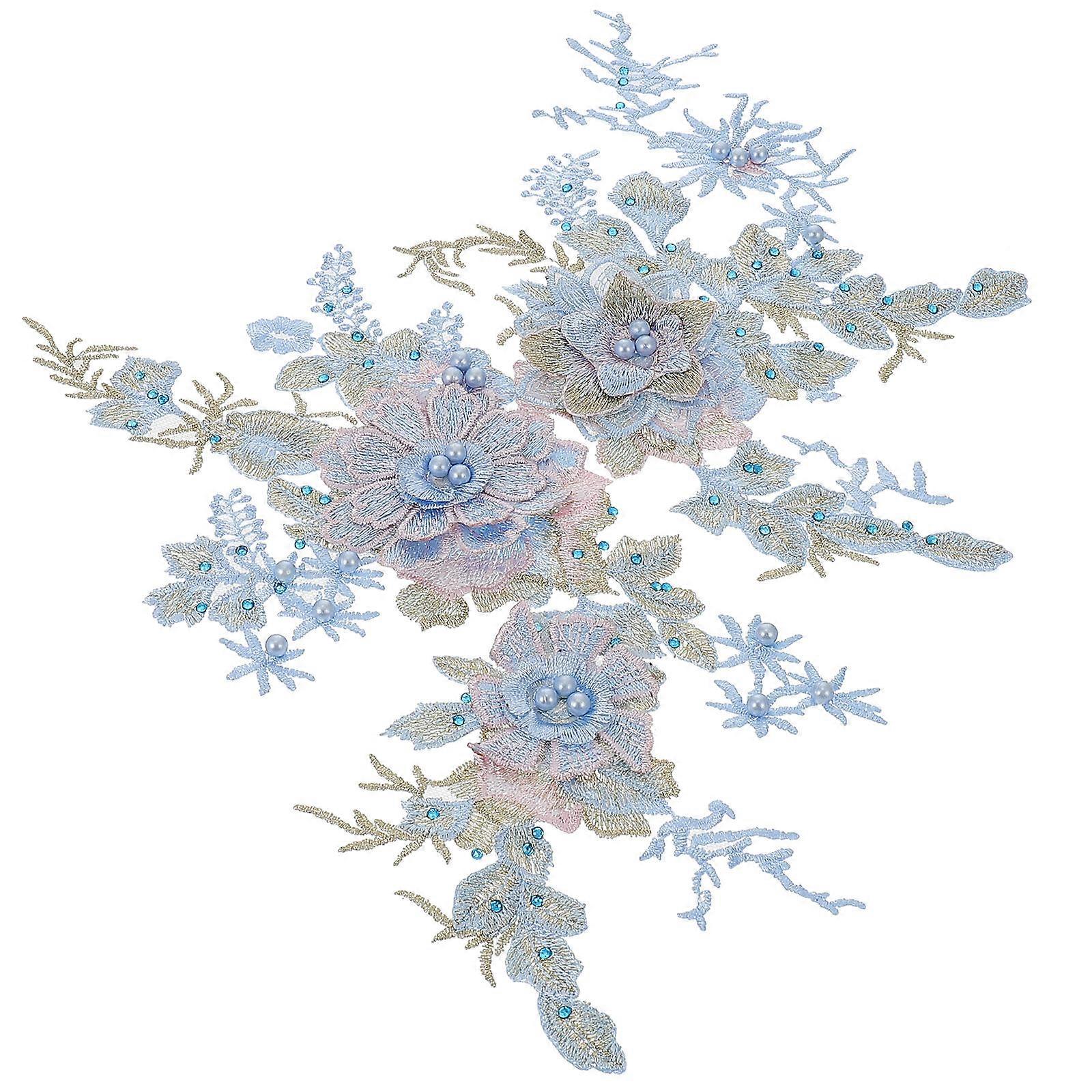 2pcs Cor Tridimensional Flor Patch Bordado Tecido Patch Lace Applique