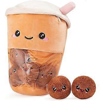 Liangnv 13.7 Polegadas Saco Fofo de Boba Tea Plushies Toy, Stuffed Bubble Tea Plush Pillow, Almofada Removível em Forma de Xícara de Chá Soft Snack Presentes Criativos para Ki