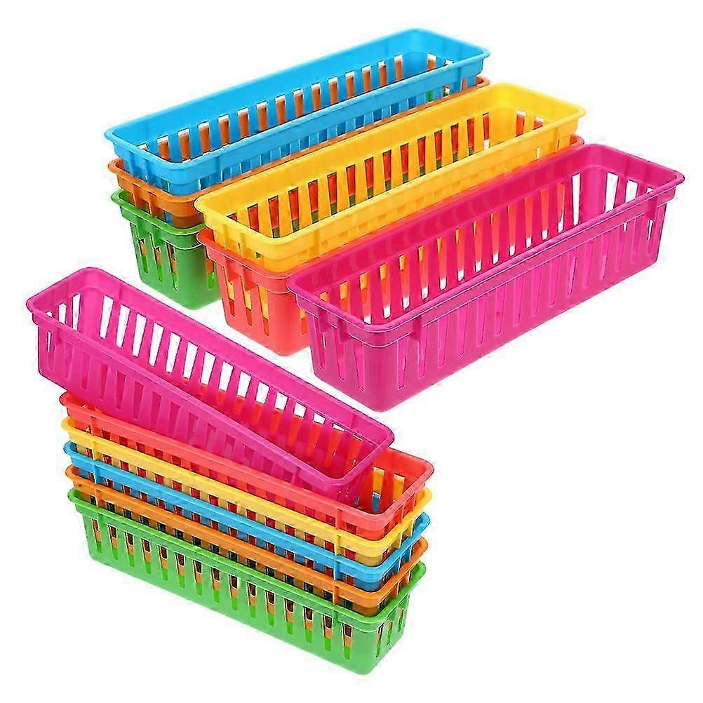 12Pcs Plastic Pencil Storage Baskets Classroom Organizer