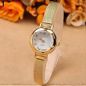 Ur - Dameur - Slim Mesh Guld - Quartz Urværk - Rund Skive - Indlagte Rhinsten