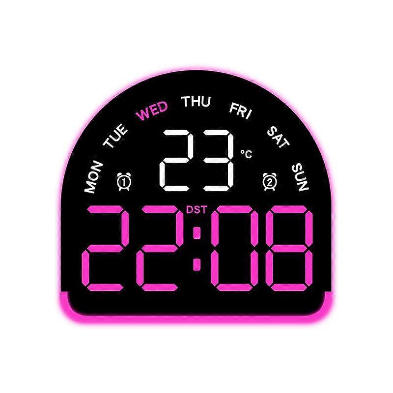 LED Ambient Light Clock Black Shell Pink Light
