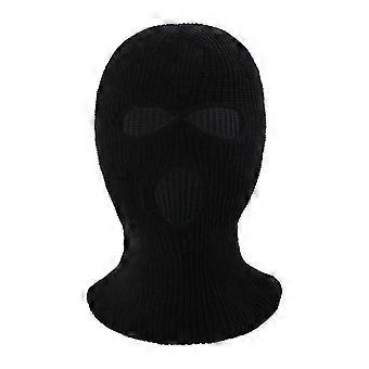 Winter Unisex Knitted Hat Three Holes Solid Color Full Face Balaclava Dome Knitting Face Cover Cap