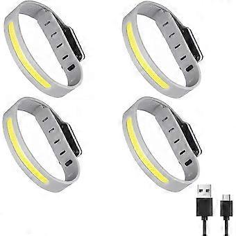 4 Pack Armband Running Light with Reflective Arm Bands COB Bracelet 3 Light Modes, Rechargeable Outdoor Glow Flashing Safety for Night Runners Jogging
