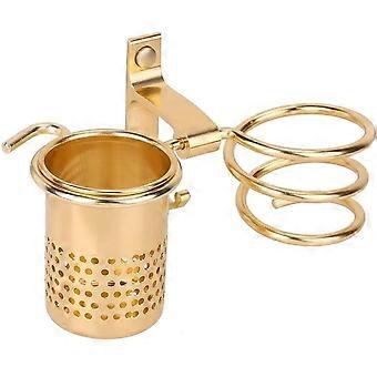 JJ hair dryer and straightener holder. Bathroom Accessory Hair Dryer Holder Wall Mount Multipurpose Organizer Rack(Gold)