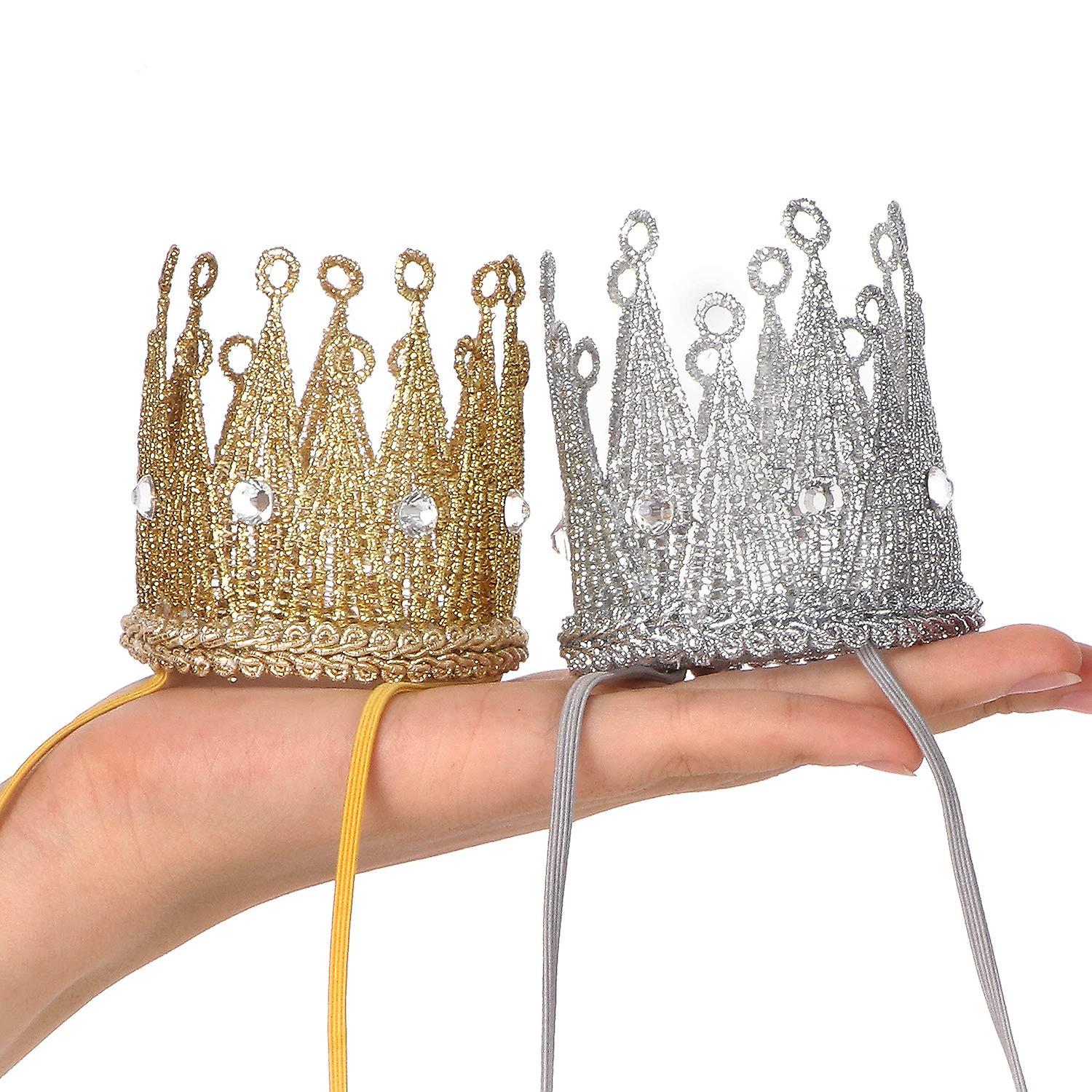 Baby Photo Prop Crown Elastic Headbands, 2pcs Princess Tiara Crown