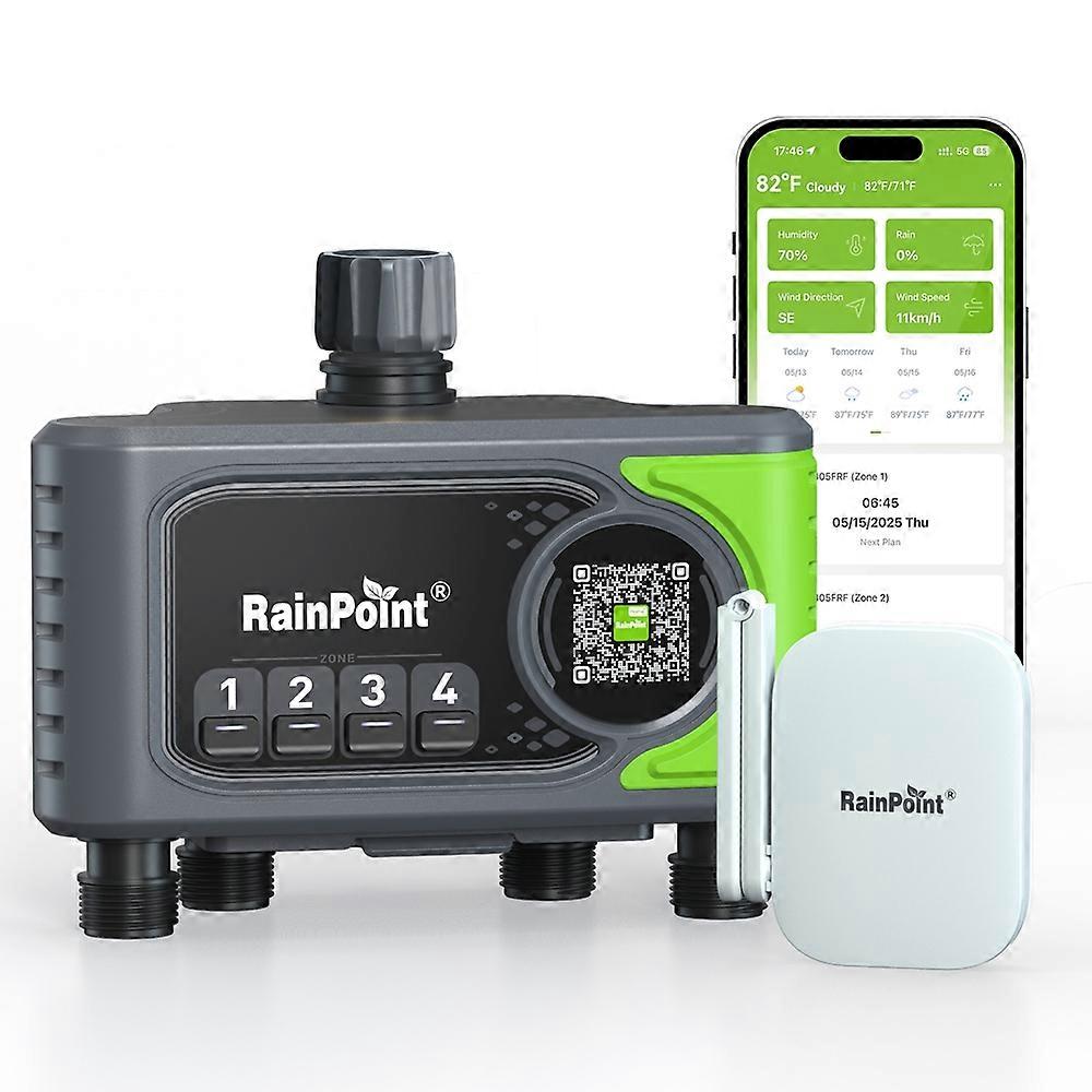 WiFi Hose Timer 4-Zone, Sprinkler Timer with Rain Delay, App Control, 4-Outlet