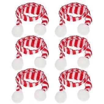 6 pz Rosso e Bianco Mini Sciarpa Di Natale Strisce Di Natale Bottiglia Di Vino Rosso Maglia Sciarpa Bambola Copertura Festa Di Natale Ornamento Decorazione Della Casa Accessary
