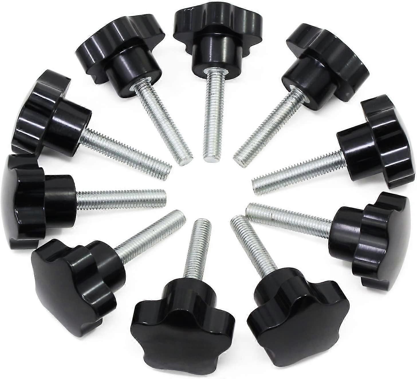 10pcs M8x40 Thread   Black Plastic Button Star Shaped Button Screw Button For Machine Tool