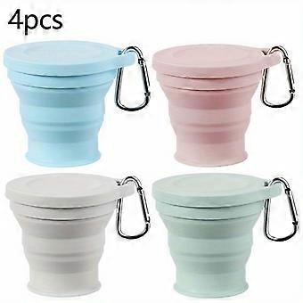 Collapsible Travel Water Cup 4-Pack, Expandable Drinking Cups with Lids, Reusable BPA-Free Mugs for Camping Hiking Travel
