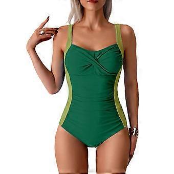 Fashion Push Up Swimming Suit for Women 1 Pc Swimsuit Ladies Ruched Bathing Suit Sports Swimwear Beachwear Dark green M