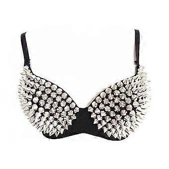 Women's Steampunk Bra with Spike Studs Rivet Party Club Rave Sport Bra Tops