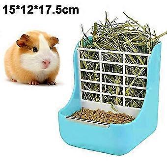 Konijnenvoerbak, hooi- en voerbak voor konijnen, cavia's en chinchilla's - Blauw 26-27