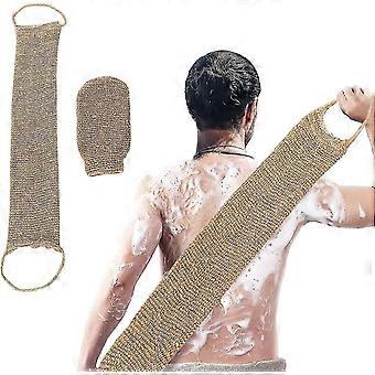 1 Set Back Scrubber voor Douche Lange Washanddoek & Dieptereinigingshandschoenen, Badaccessoires voor Bad Spa Saunaruimte