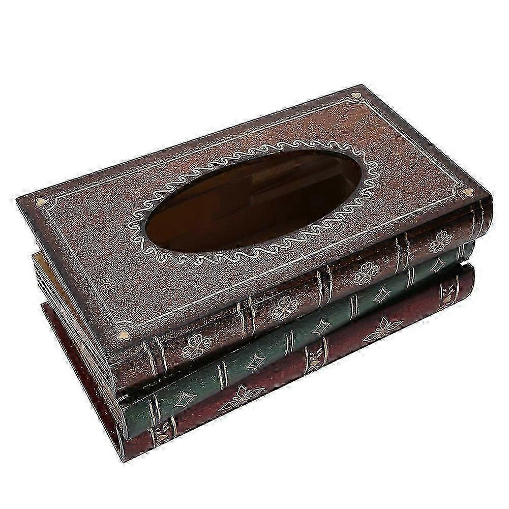 Rustic Wood Book Tissue Container