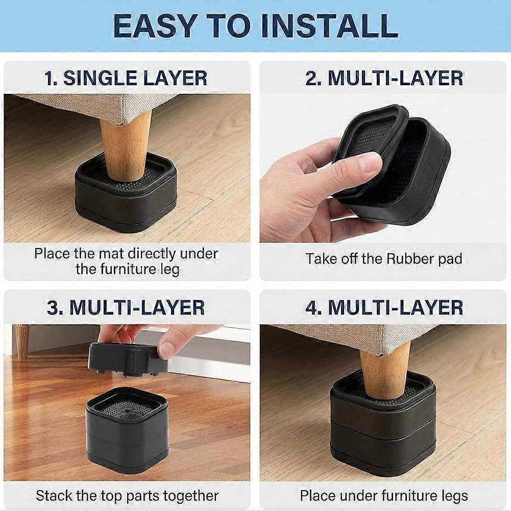 Furniture Risers, Square Stackable Bed Raisers with Nonslip Bottom for Table Desk Couch Chair Sofa