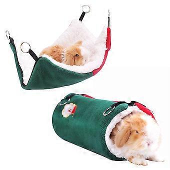 Christmas Small Pet Bed, Warm Hanging Tunnel Nest for Hamsters Sugar Gliders and Hedgehogs