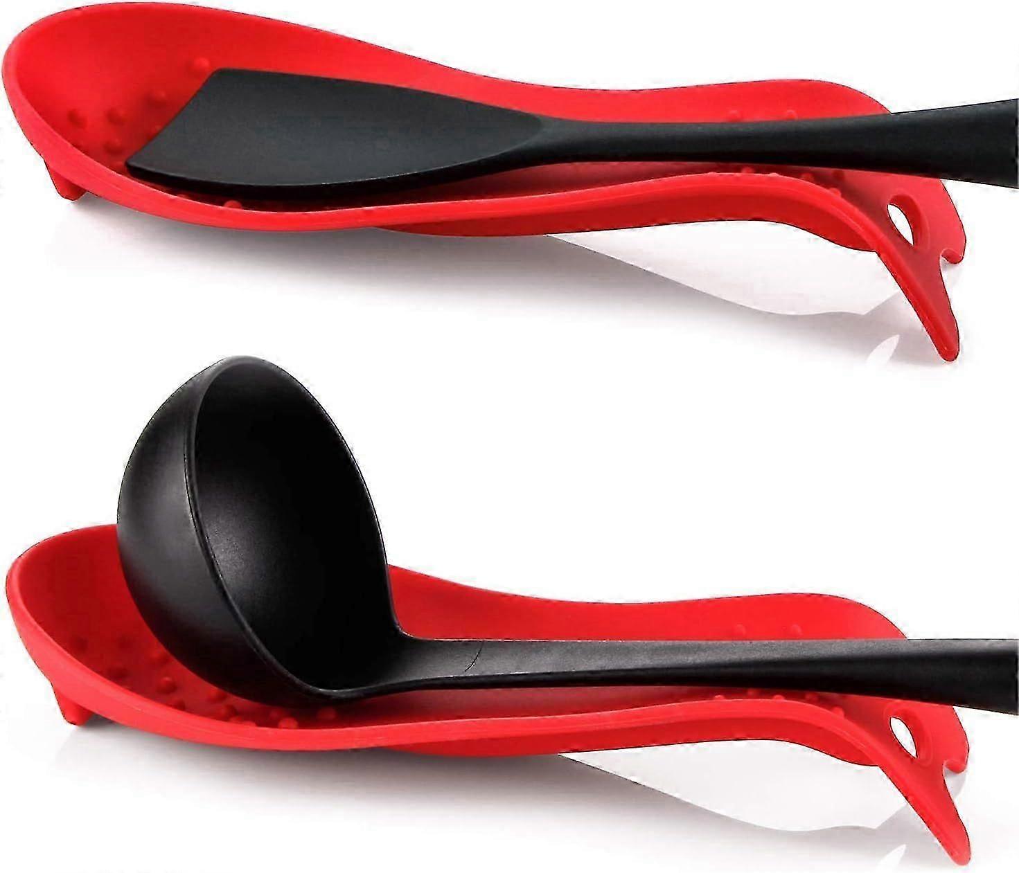 Red silicone kitchen spoon rest,x