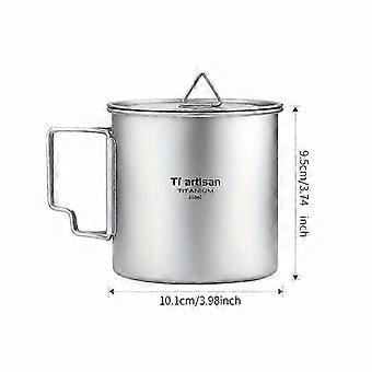 Pure Titanium Folding Handle Mug with Lid 200ml to 750ml Camping Cup
