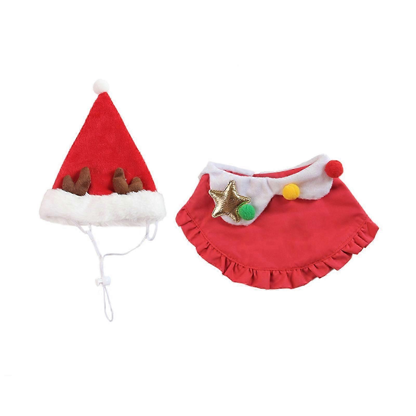 Santa Hat And Bib Collar Festive Set
