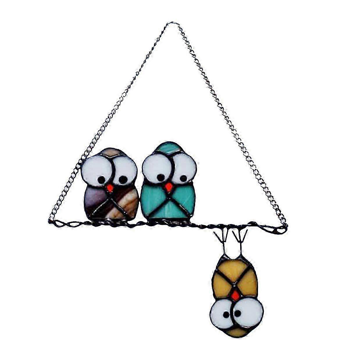 Multicolour Handcut Owl Suncatcher Panel
