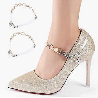 Pearl Shoe Straps Anti-Slip Detachable Ankle Straps for Women High-Heels 6Pairs