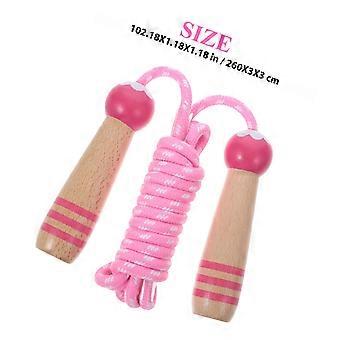 Children Jump Rope Adjustable Skipping Ropes Wooden Handle Pink