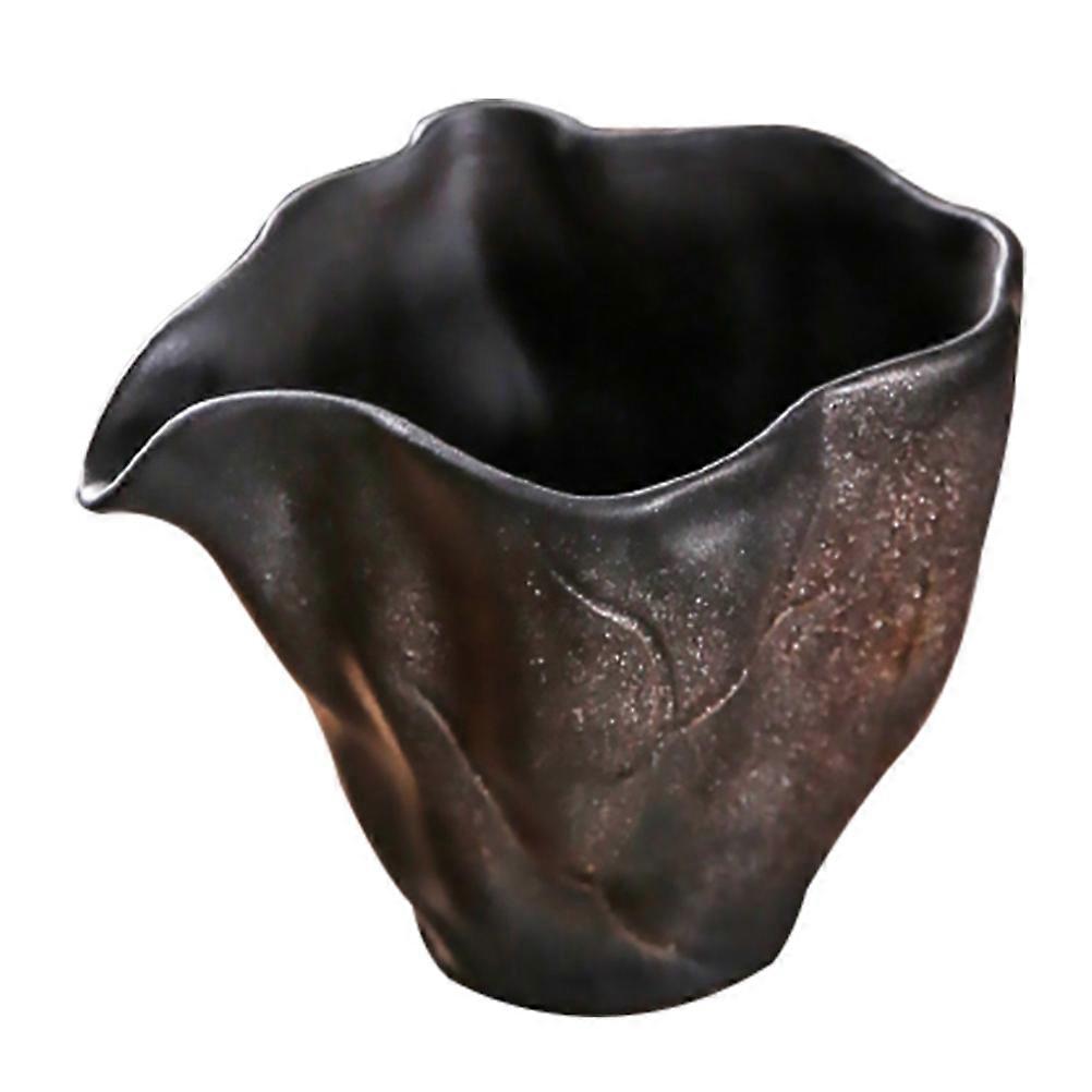 Leaf Pattern Ceramic Tea Cup for Public Use 1Pcs Dark Brown Mug