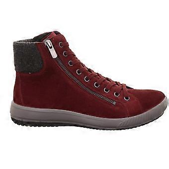 Stivali da donna Legero Tanaro 5.0, color cuoio, in pelle scamosciata rossa, impermeabili, con lacci e cerniera, modello alto.