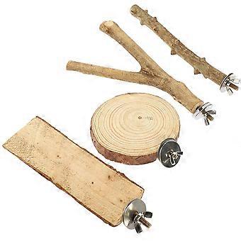 Wooden Parakeet Perches Bird Claw Grinding Set 4Pcs for Small Birds