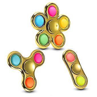 Gold Pop Fidget Spinner 3 Pack with Luxurious Finish, Smooth Spin Motion, Stress Relief Toy for Kids