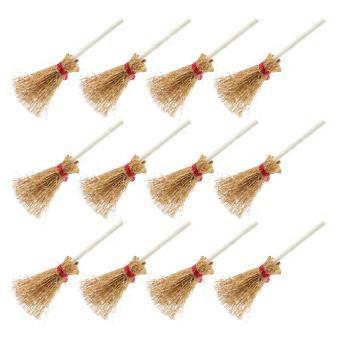Mini Broom Props Dollhouse Decor Broom for Home 25Pcs Wooden Khaki Pack