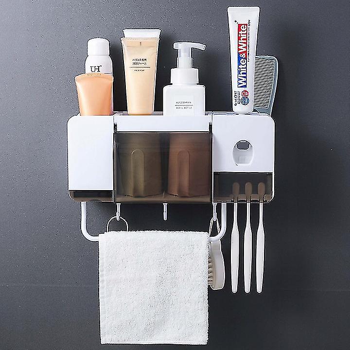 Bathroom Wall Bracket 2 Cup Suction Wall Toothbrush Holder =