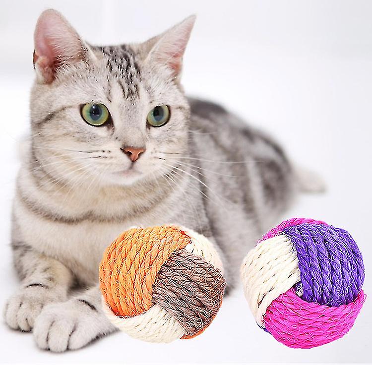 3pcs Cat Toy Sisal Ball For Pet Interaction Bite&abrasion Resistant Random Color @bugu