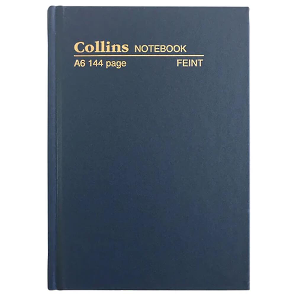 High Quality Collins Hard Cover Feint Ruled Casebound Notebook 144 Pages A6 Blue