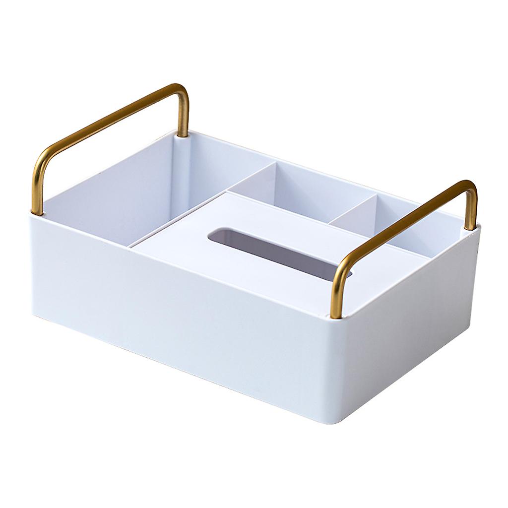 Tissue Storage Box With Metal Handle Compartment Design Plastic Storage Boxes For Home Office Living Room Dining Table Multifunctional Suction Paper C