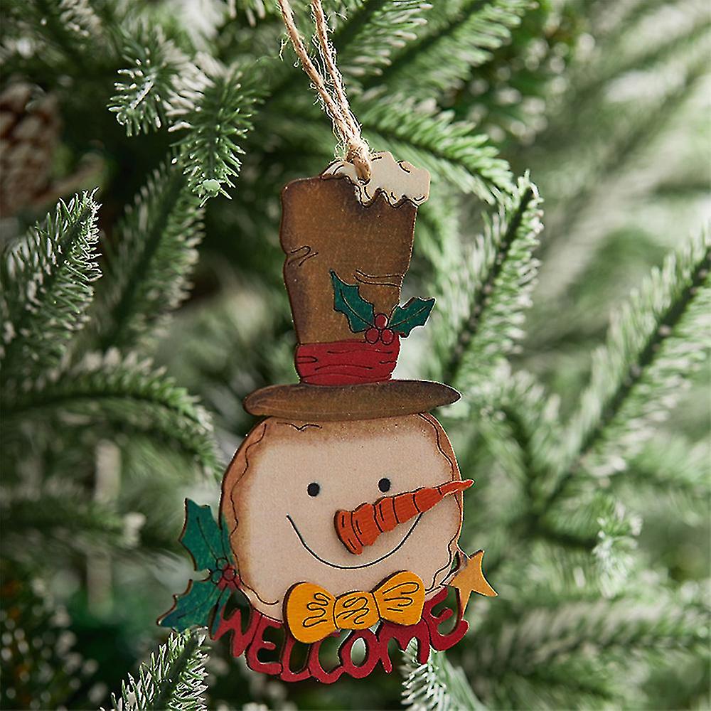 Christmas Wooden Ornament Novelty Snow And Welcome Snowman Crafts For Party Holiday Home