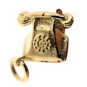 9ct Gold 12x13mm solid Telephone Pendant or Charm