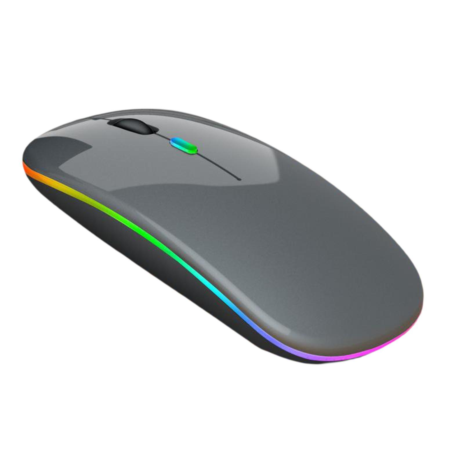 Silent LED Wireless Mouse Rechargeable Optical Office Laptop Grey