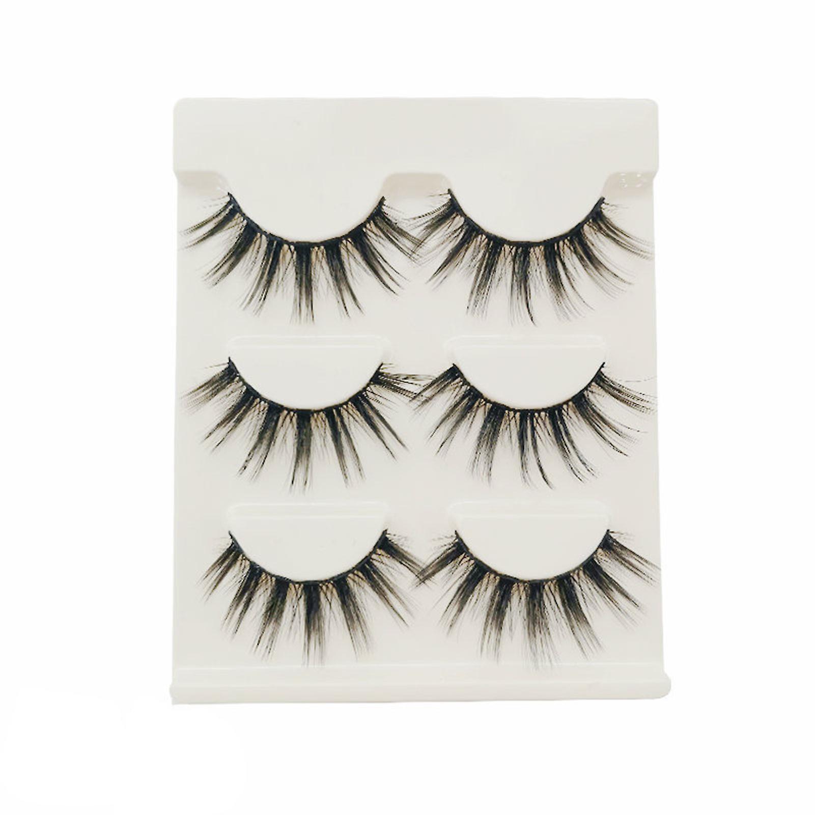 3 Pairs 3d Dense False Eyelashes Reusable Makeup Soft Natural Look Lashes