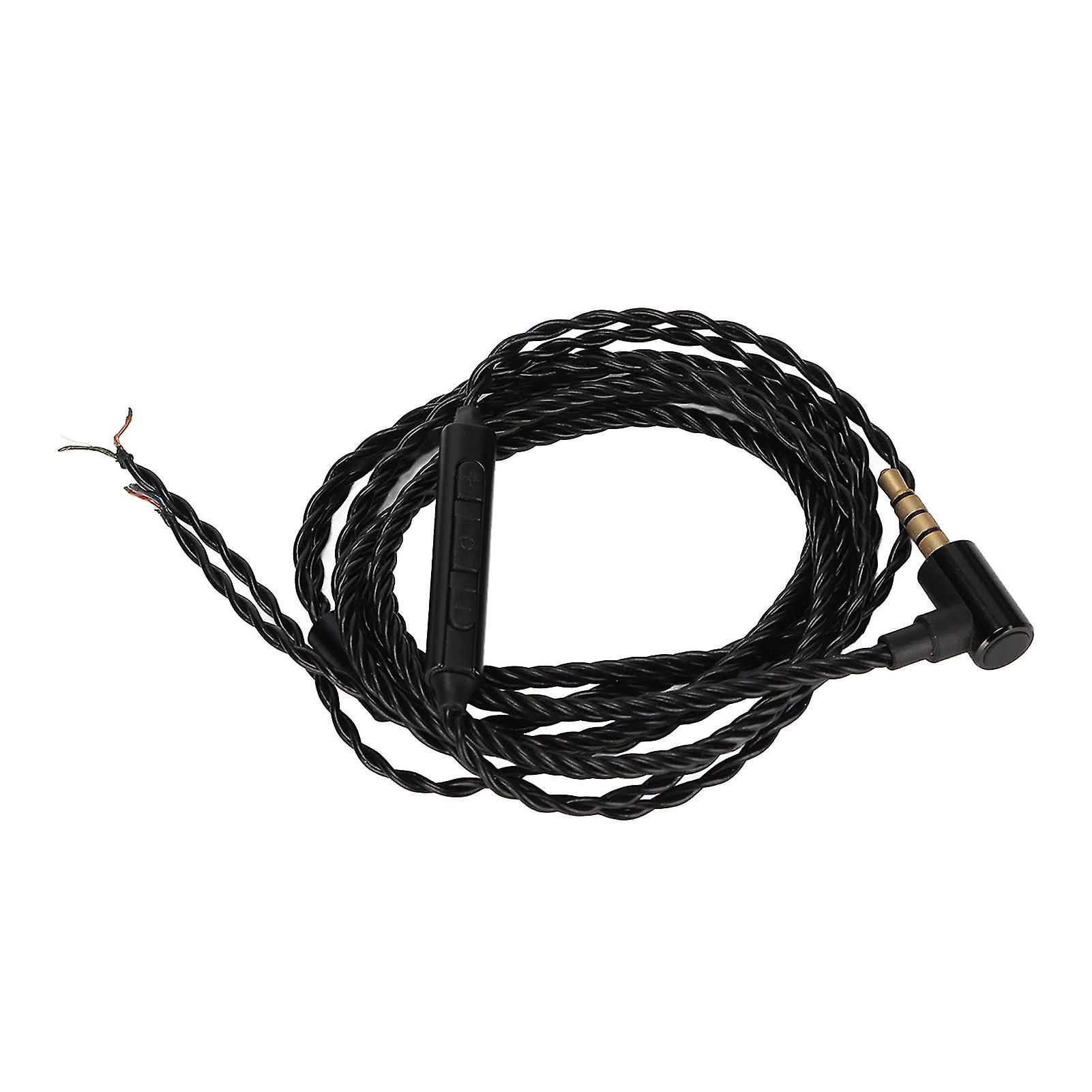 Replacement Earphone Cable 120cm Black 2.7mm Oxy-Free Copper Mic