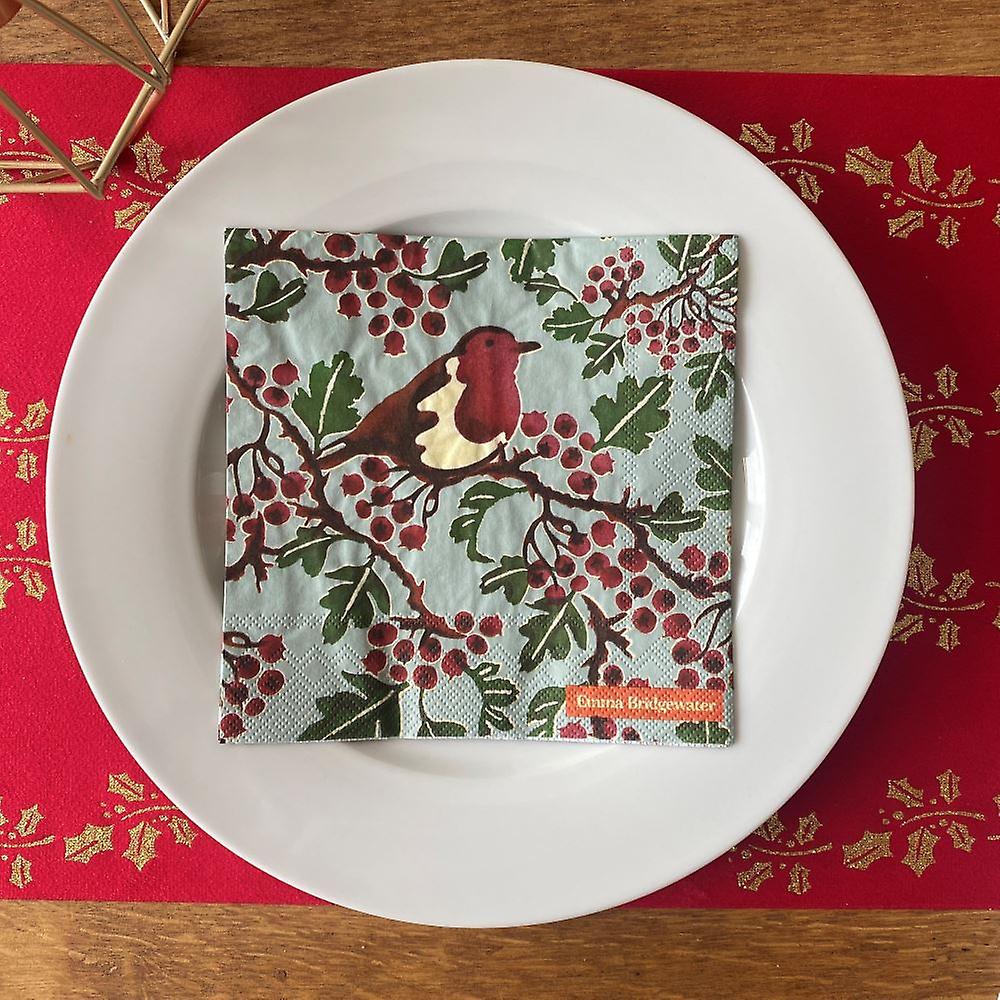 Robin Hawthorn Napkins | Luncheon Christmas Tableware x 20 Emma Bridgewater