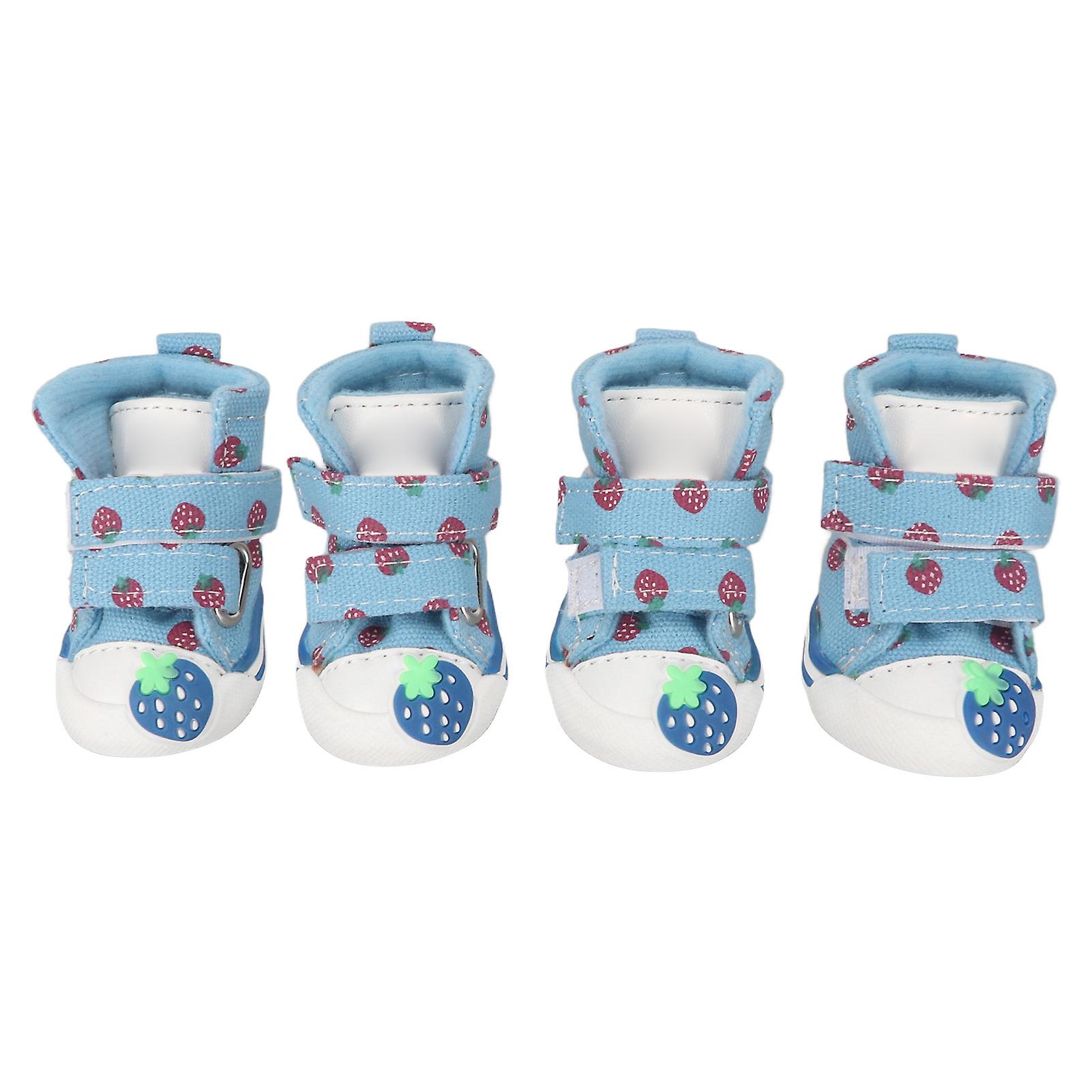 Small Dog Shoes Soft Breathable Prevent Slip Cute Canvas Puppy Boots for Bichon Teddy Blue Type 4