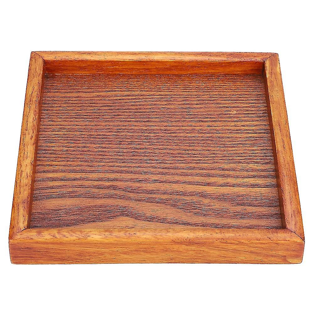 Small Square Solid Wood Portable Serving Tray for Tea, Coffee, Snack, Dinner (16.5 x 16.5 x 2)