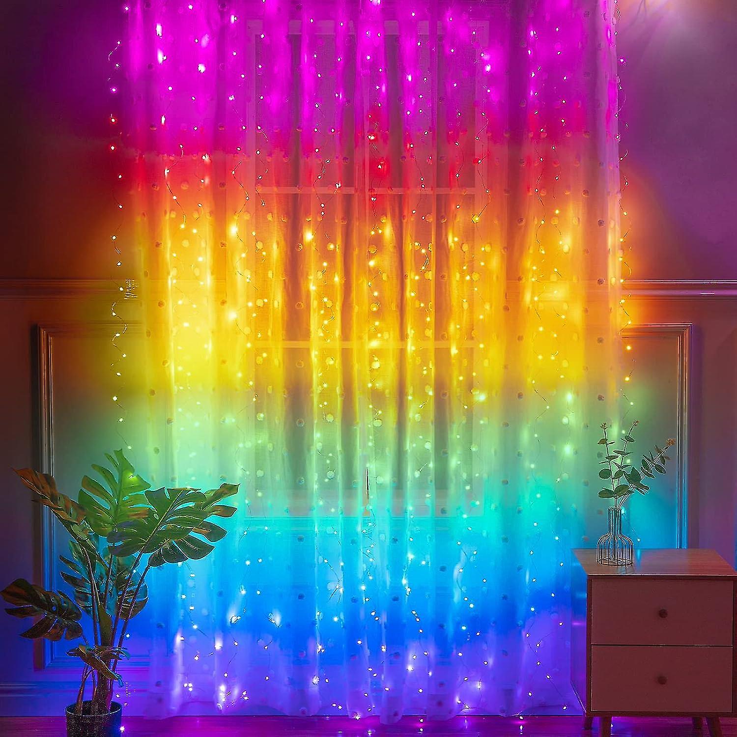 Curtain Lights, 3 X 3m Led Curtain String Lights 300leds, 8 Lighting Modes, Timer Remote Control, Window Decoration, Wedding, Garden, Bedroom