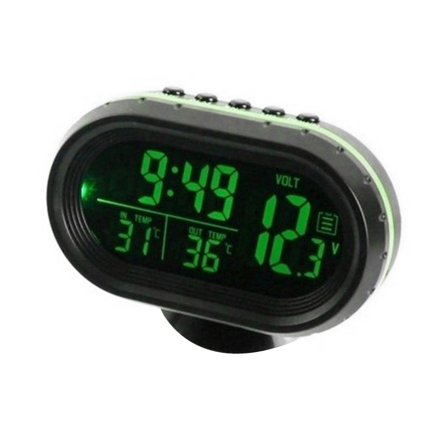Car Thermometer Digital Clock DC 12V Automobile Clock LED Lighted Auto Dual Temperature Gauge Voltme
