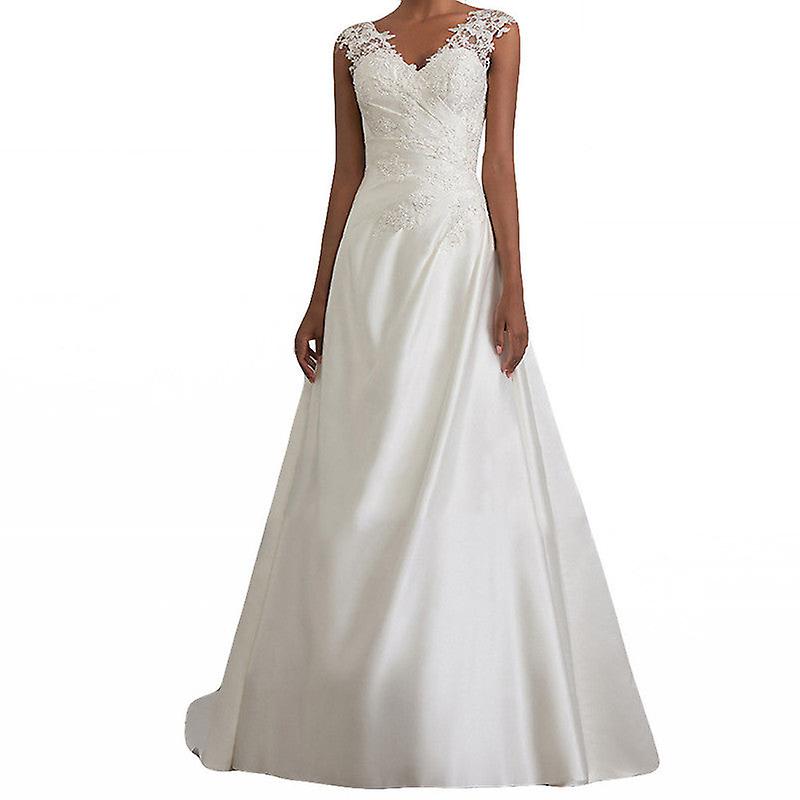One-shoulder V-neck Fishtail Lace Trailing Wedding Dress