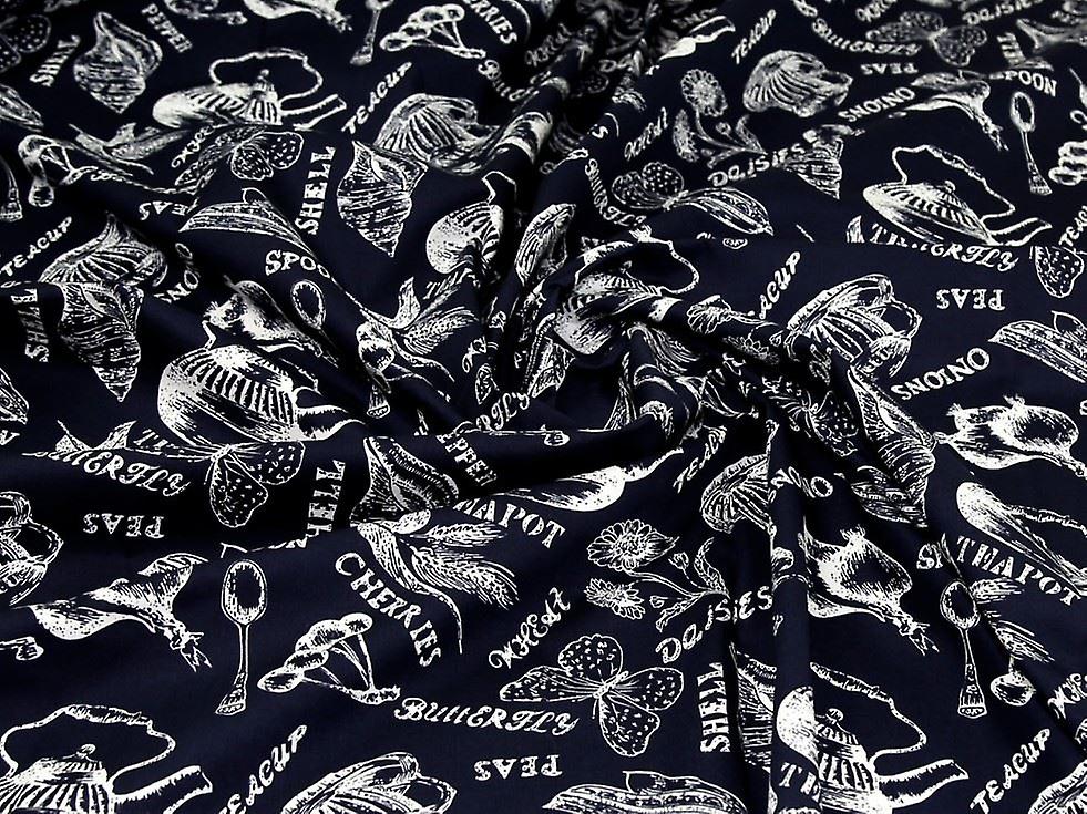 Minerva 100% Cotton Poplin Fabric Navy - per metre